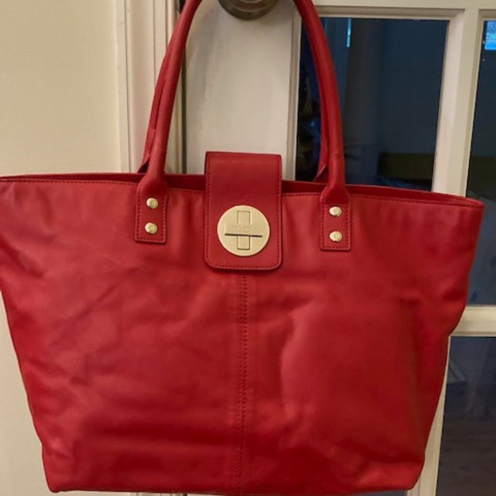 Kate Spade red leather tote bag